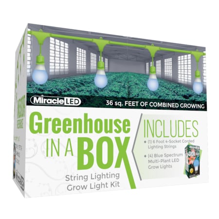 Miracle Led 4-Socket Greenhouse in a Box Grow Light Kit- Blue Spec. 12W Replace 150W Grow Bulbs 802260